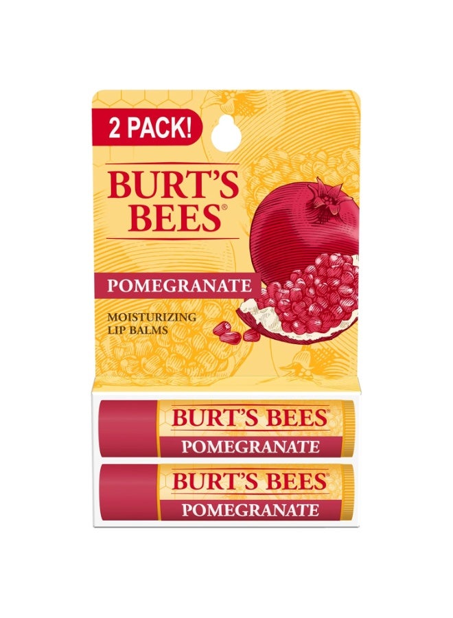 Burt's Bees Lip Balm - Pomegranate, Lip Moisturizer With Responsibly Sourced Beeswax, Tint-Free, Natural Origin Conditioning Treatment, 2 Tubes, 0.15 oz. - Image 1