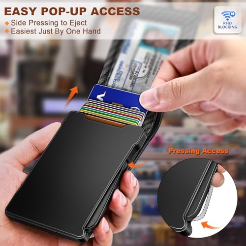 KEMISANT Men Wallet,Slim Wallet Card Case With Magnetic Billfold Flip,Pop-up Access for 12Cards RFID Blocking - Image 4