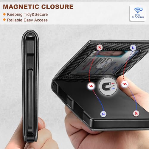 KEMISANT Men Wallet,Slim Wallet Card Case With Magnetic Billfold Flip,Pop-up Access for 12Cards RFID Blocking - Image 3