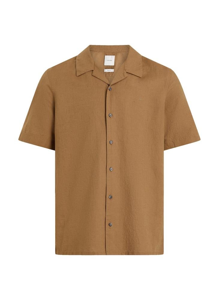 CALVIN KLEIN Linen Cotton Cuban Short Sleeve Shirt - Image 5