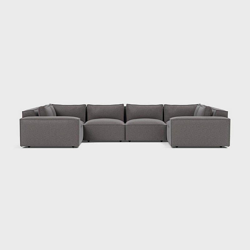 Betak Suede wood and linen corner sofa - gray - Image 2