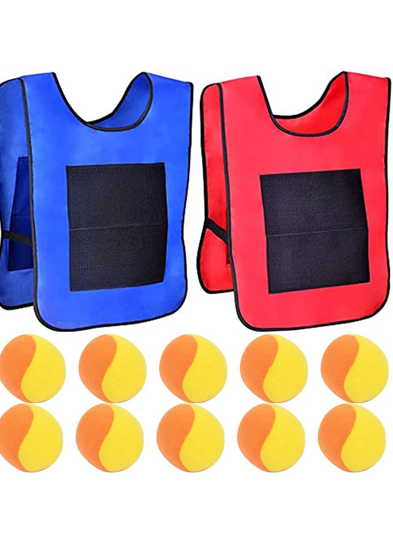 Excefore Dodgeball Game Set, 2 Sticky Target Vests with 10 Cotton Balls Throwing Parent-Child Interaction Playground Games Toy for Indoor Outdoor - Image 1