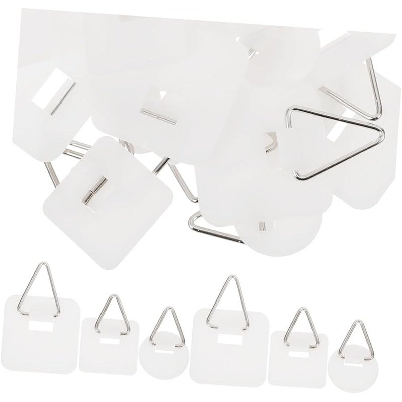 White Adhesive Wall Hooks No Damage Drill Picture Hooks for Hanging Art Frames Towels Bathroom Kitchen Doors - Image 1
