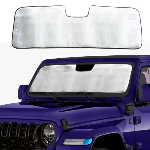 BESTAOO Windshield Sun Shade for Jeep Wrangler JL 2/4 Door, Front Window Sun Sunshade Windshield for 2024 2025 Jeep Wrangler 4XE, Front Window Sun Visor Blocks for UV and Heat, Silver, 1pc - Image 1