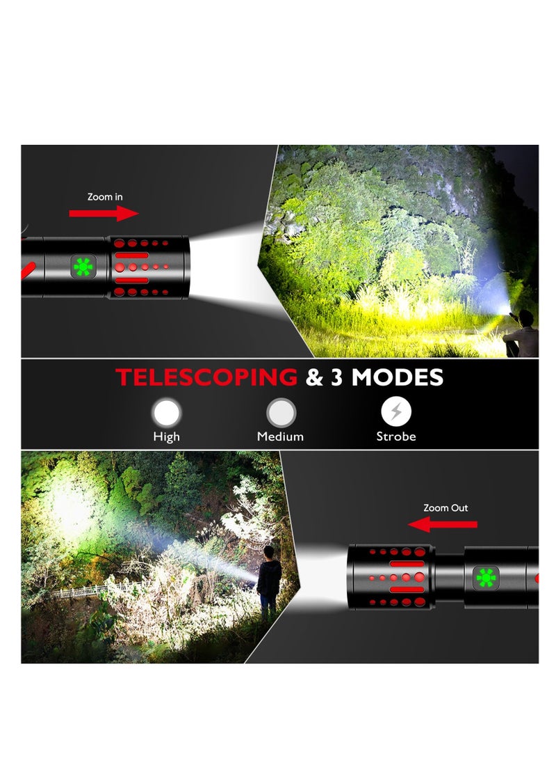 SYOSI - Fast Rechargeable Flashlights for Home, Tactical Flashlights High Lumens 20000, 3 Modes Zoomable Waterproof Mini Flashlight, Powerful LED Flash lights for Camping, Hiking (Battery Include) - Image 1