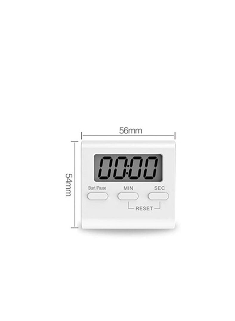 Flushrenic Mini Kitchen timer, digital kitchen timer, magnetic countdown timer with loud alarm, large digital display, featuring rear stand, suitable for cooking, classrooms, and teaching use—batteries included (white) - Image 2