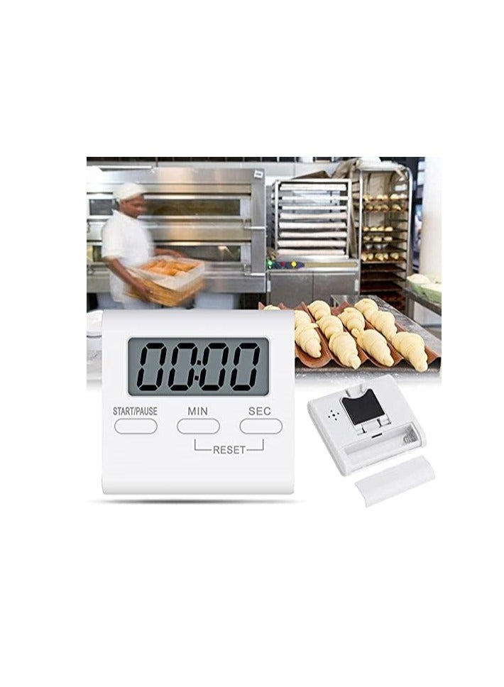 Flushrenic Mini Kitchen timer, digital kitchen timer, magnetic countdown timer with loud alarm, large digital display, featuring rear stand, suitable for cooking, classrooms, and teaching use—batteries included (white) - Image 3