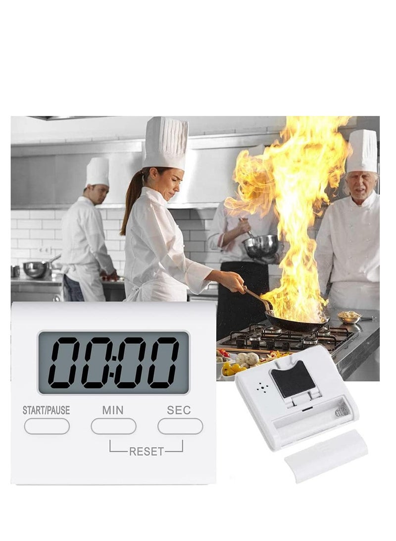 Flushrenic Mini Kitchen timer, digital kitchen timer, magnetic countdown timer with loud alarm, large digital display, featuring rear stand, suitable for cooking, classrooms, and teaching use—batteries included (white) - Image 4