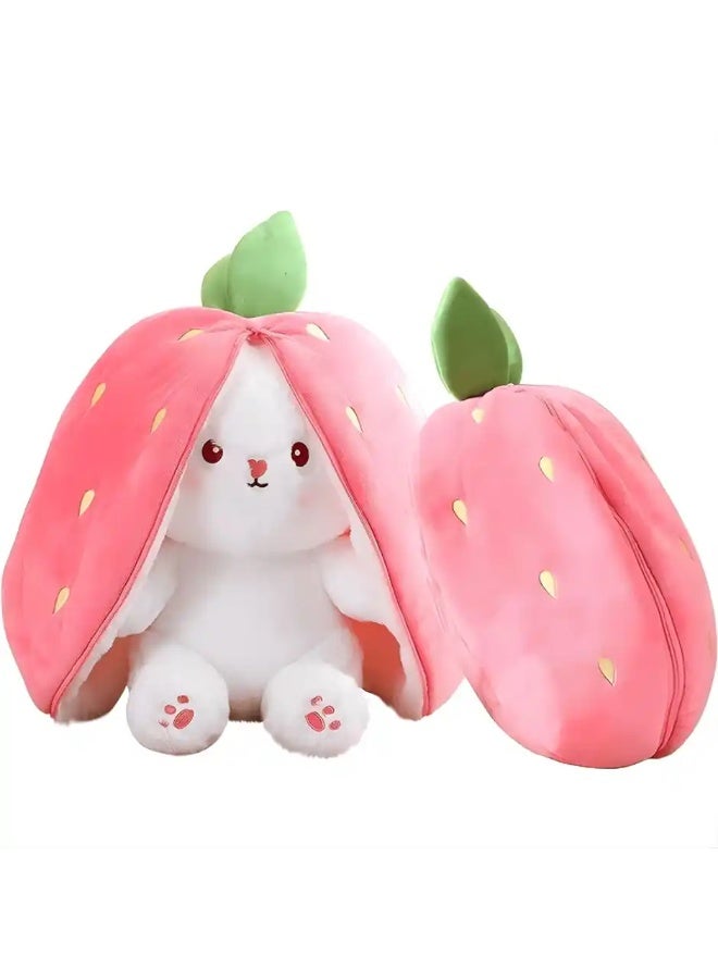 Fablue Strawberry Rabbit - Reversible Bunny Plush Soft Toy Animal For Kids - Image 1