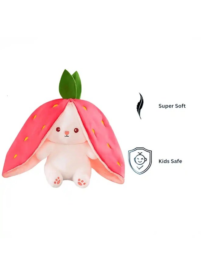 Fablue Strawberry Rabbit - Reversible Bunny Plush Soft Toy Animal For Kids - Image 2