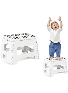 Folding Step Stool - The Lightweight Step Stool is Sturdy Enough to Support Adults and Safe Enough for Kids Great for Kitchen, Bathroom, Bedroom, Kids or Adults (White)