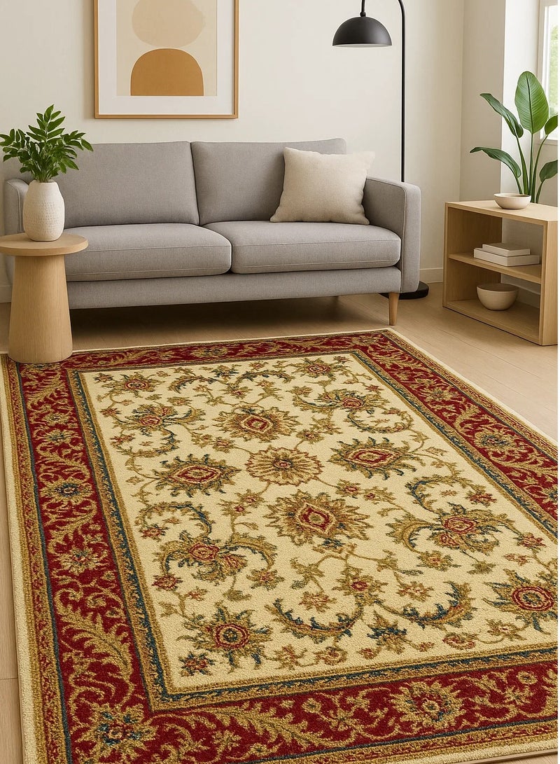 لوفت بريستول، سجادة أريكة، سجادة غرفة معيشة حديثة، سجادات أرضية ناعمة، وسائد سجادة، سجادة أريكة غير قابلة للانزلاق، سجادة غرفة معيشة قابلة للغسل، مقاس 160*235 سم، بيج/أحمر-112-CG1-W - Image 1