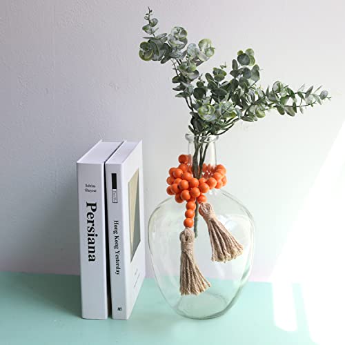 Meplait 39in Wood Bead Garland Farmhouse with Tassels,Versatile Prayer Beads Boho Chic Wall Hanging Home Decor (Orange) - Image 4