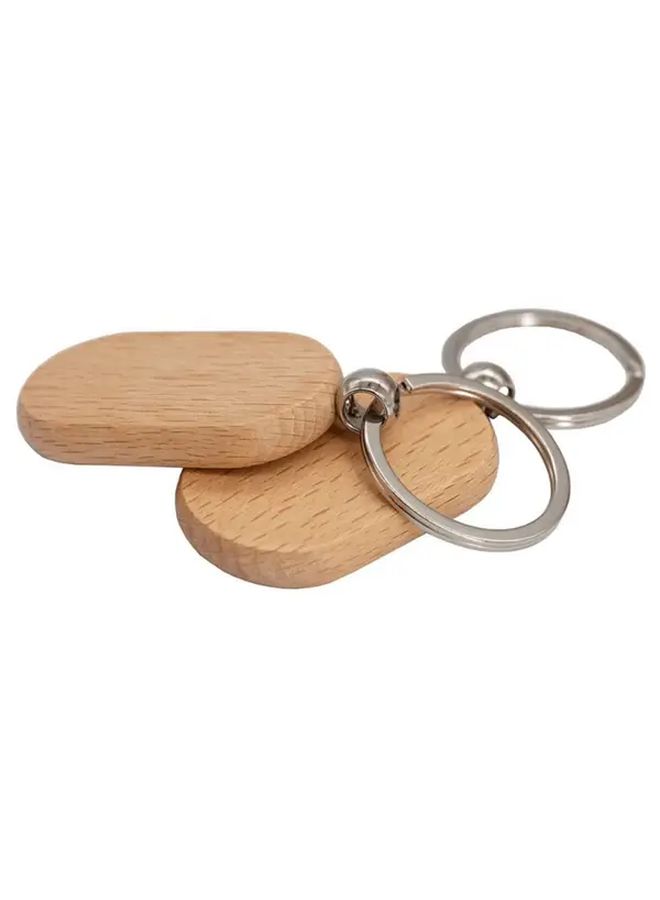 10pcs Blank Wooden Keychains for DIY Crafts Natural Finish Oval Rectangular - Image 3