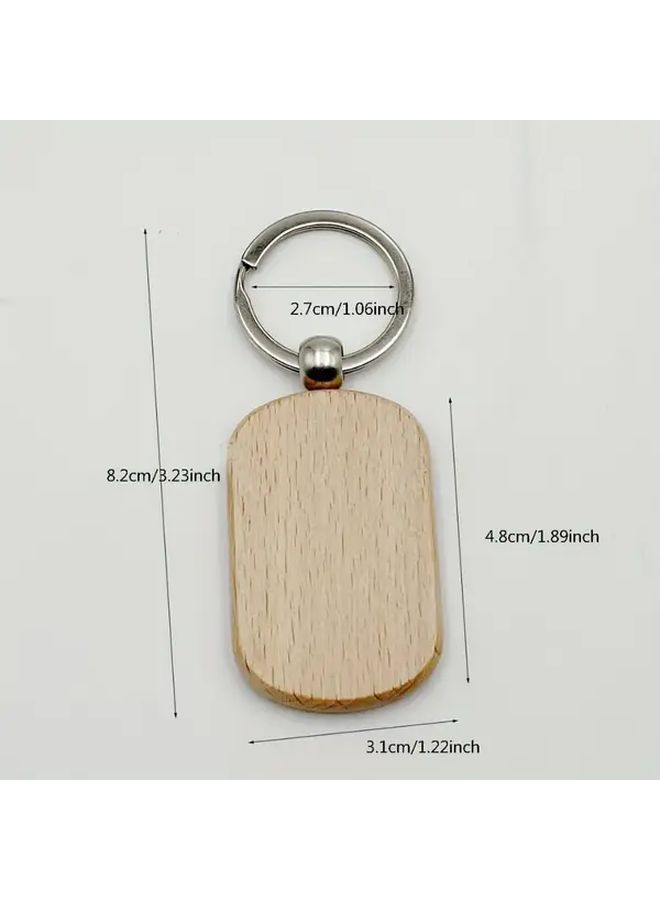 10pcs Blank Wooden Keychains for DIY Crafts Natural Finish Oval Rectangular - Image 2