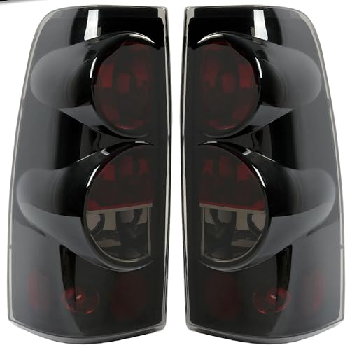 MOCW Tail Light Compatible With 1999-2006 Chevy Silverado 1500 2500 3500 2007 Classic,1999-2002 GMC Sierra 1500 2500 3500 Taillight Housing Replacement Left Driver & Right Passenger Side, Black/Smoke - Image 1