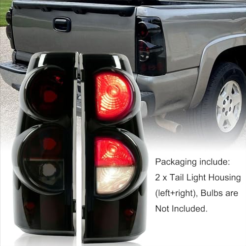 MOCW Tail Light Compatible With 1999-2006 Chevy Silverado 1500 2500 3500 2007 Classic,1999-2002 GMC Sierra 1500 2500 3500 Taillight Housing Replacement Left Driver & Right Passenger Side, Black/Smoke - Image 5