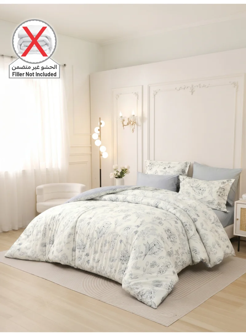 Donetella QUEEN (180x200 cm) Printed Duvet Set, Queen Size Fits 180x200 cm - 4-Pcs Bed Set, Brushed Microfiber Fabric - 1 Duvet Cover, 1 Fitted Sheet, 1 Pillow Shams, 1 Pillowcases (Filler Not Included)  | Best Price UAE