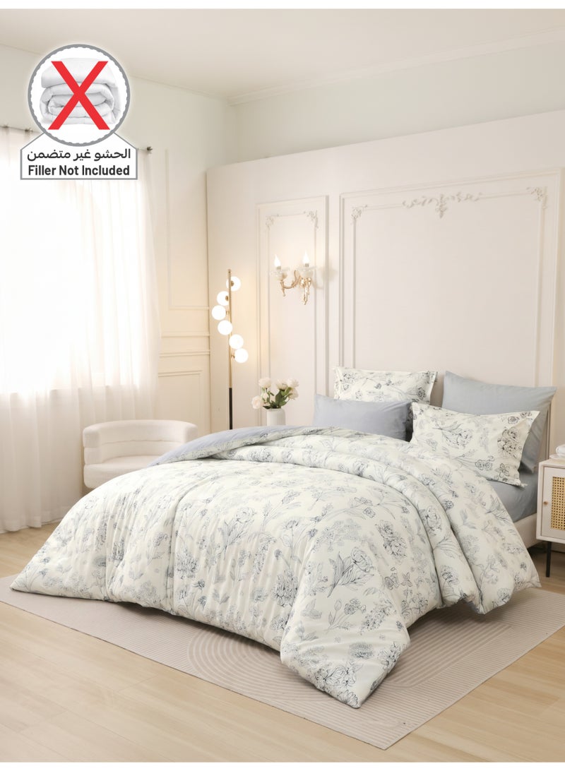 Donetella Printed Duvet Set, Queen Size Fits 180x200 cm - 4-Pcs Bed Set, Brushed Microfiber Fabric - 1 Duvet Cover, 1 Fitted Sheet, 1 Pillow Shams, 1 Pillowcases (Filler Not Included) - Image 2
