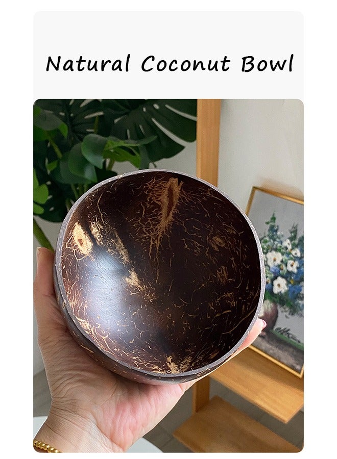 وعاء طبيعي بجوز الهند يدوي الصنع، وعاء طبيعي بقشرة جوز الهند، وعاء زبادي على طريقة المزارع، وعاء سلطة، وعاء آيس كريم، وعاء خشبي - Image 4