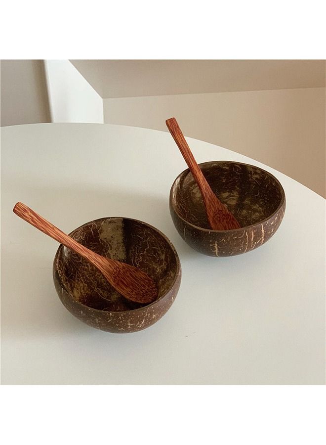 وعاء طبيعي بجوز الهند يدوي الصنع، وعاء طبيعي بقشرة جوز الهند، وعاء زبادي على طريقة المزارع، وعاء سلطة، وعاء آيس كريم، وعاء خشبي - Image 2