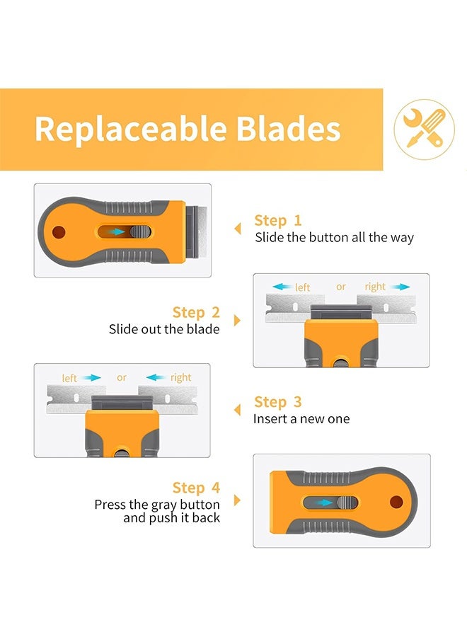 Cleaning Scraper, Multi-Surface Cleaning Tool for Glass, Ceramic Cooktops, Ovens, Glass Top Stoves and Removes Burned-On Food, Tough Stains, Dirt, Stickers, and Paint (20 Extra Blades) - Image 4