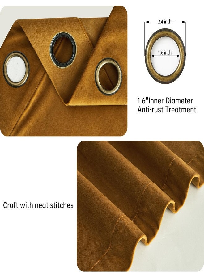 Topfinel Velvet Blackout Curtains Gold Brown Room Darkening Soundproof Insulated Curtains 84 Inch Long,Mordern Luxury Drapes for Living Room,Thick Grommet Drapes 2 Panels Christmas Winter Decor - Image 2