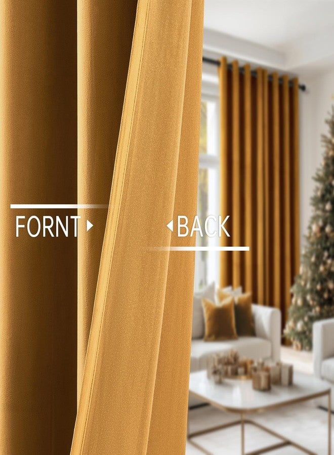 Topfinel Velvet Blackout Curtains Gold Brown Room Darkening Soundproof Insulated Curtains 84 Inch Long,Mordern Luxury Drapes for Living Room,Thick Grommet Drapes 2 Panels Christmas Winter Decor - Image 4