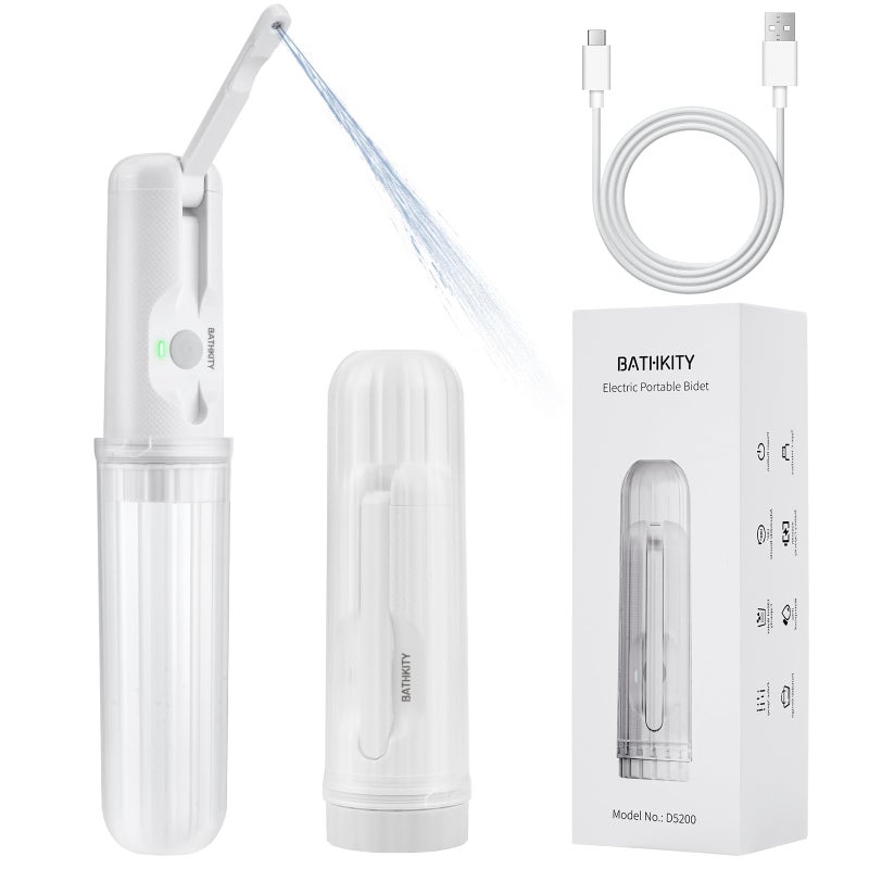 BATHKITY Portable Bidet for Travel, Multi- Bottle Compatible Handheld Bidet, 3 Water Pressure Modes, 180Â°Adjustable Nozzle, IPX6 Waterproof, White - Image 1