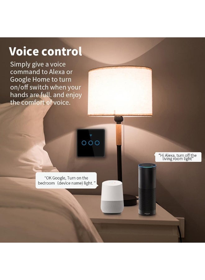 McDou WiFi Smart Wall Light Switch, No Neutral Wire Required, No Hub Needed, Compatible with Alexa & Google Home, 2 Gang Touch Control, App Remote Control, Voice Control,Timing Function (Black) - Image 5