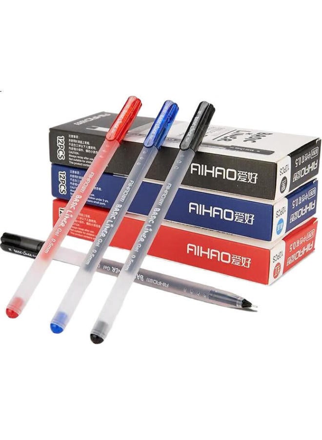 Aihao Signature Pen, Large Capacity Gel Pen, 0.5Mm Full Needle Tube, Black Gel Pen, Office Supplies, High Aesthetic Value, Integrated Black Pen, 12 Pens/Box, 8761 - Image 3