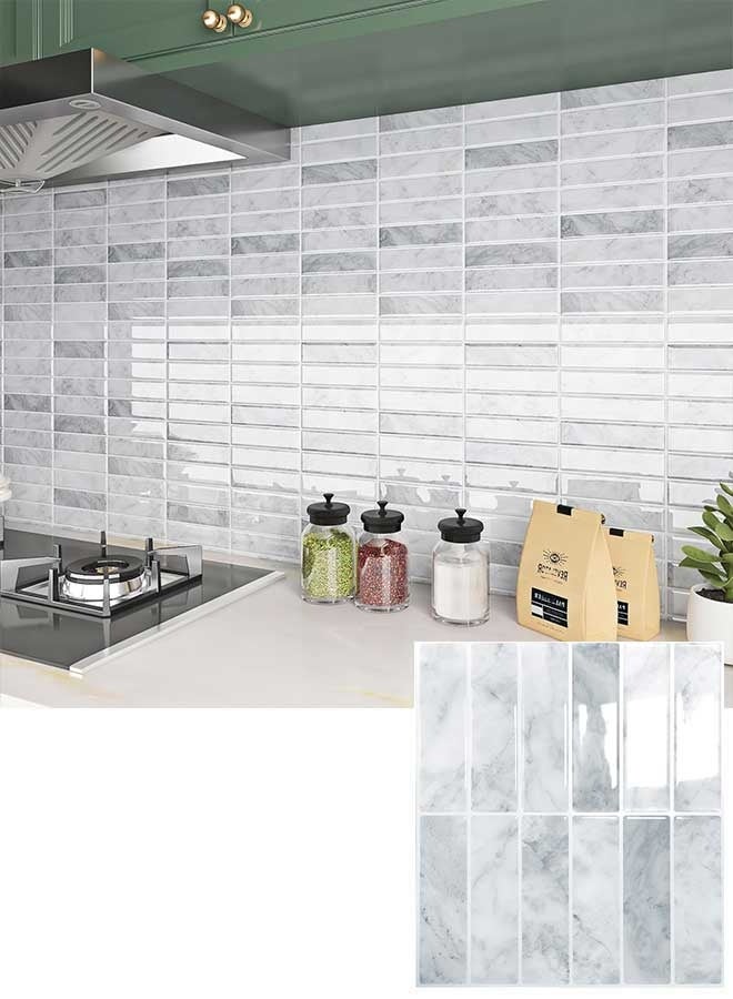 رَوَائِد بلاط خلفية للمطبخ قابل للتقشير واللصق، 5 صفائح ثلاثية الأبعاد ذاتية اللصق، بلاط لاصق للجدران في المطبخ والحمام، مقاس 23 × 29 سم - Image 1