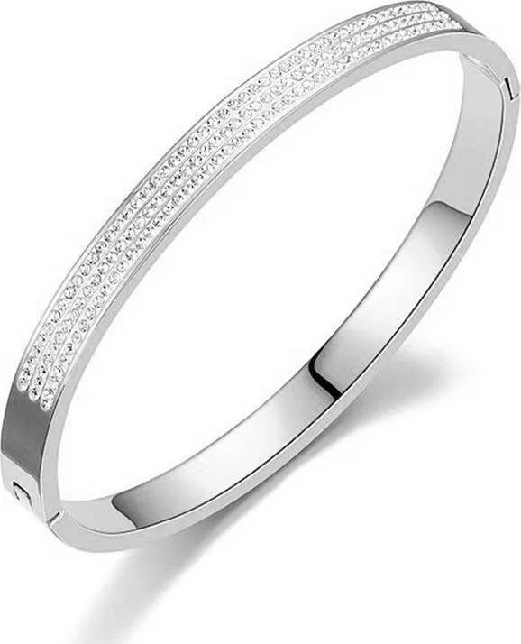 Chavin 6 mm Grey Steel Stone Women's Cuff Bracelet EU18BY