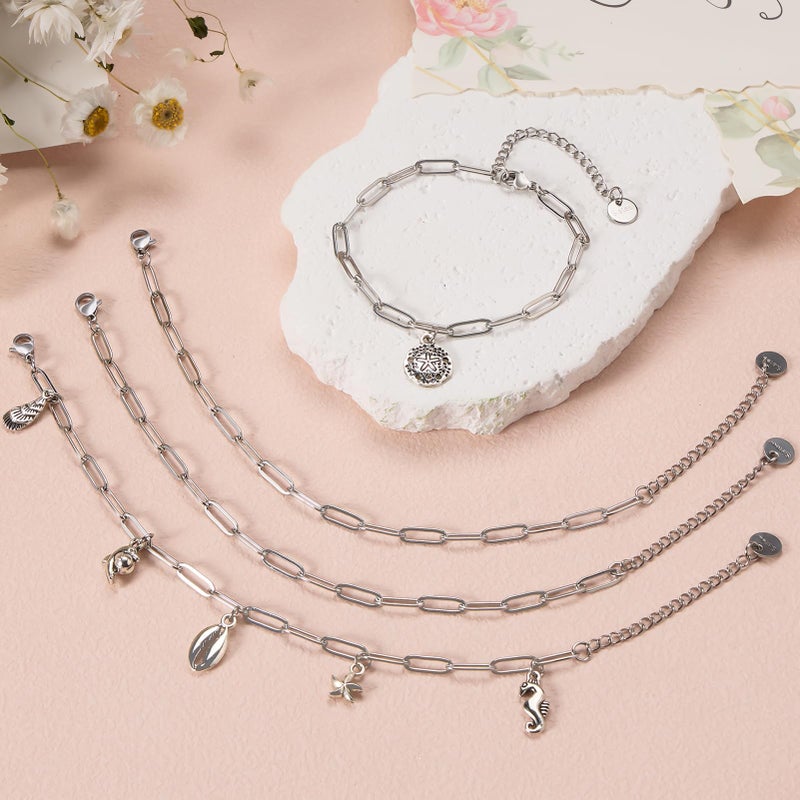 UMAOKANG 12PCS Stainless Steel Bracelet Bulk 6.5Inch Classic Paperclip Chain Bracelets Set for Women and Men DIY Jewelry Making - Image 5