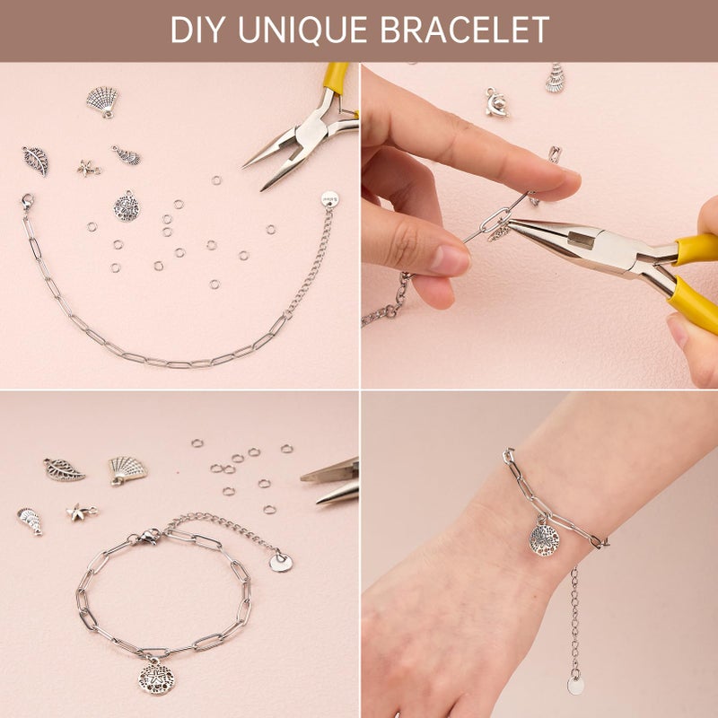 UMAOKANG 12PCS Stainless Steel Bracelet Bulk 6.5Inch Classic Paperclip Chain Bracelets Set for Women and Men DIY Jewelry Making - Image 4