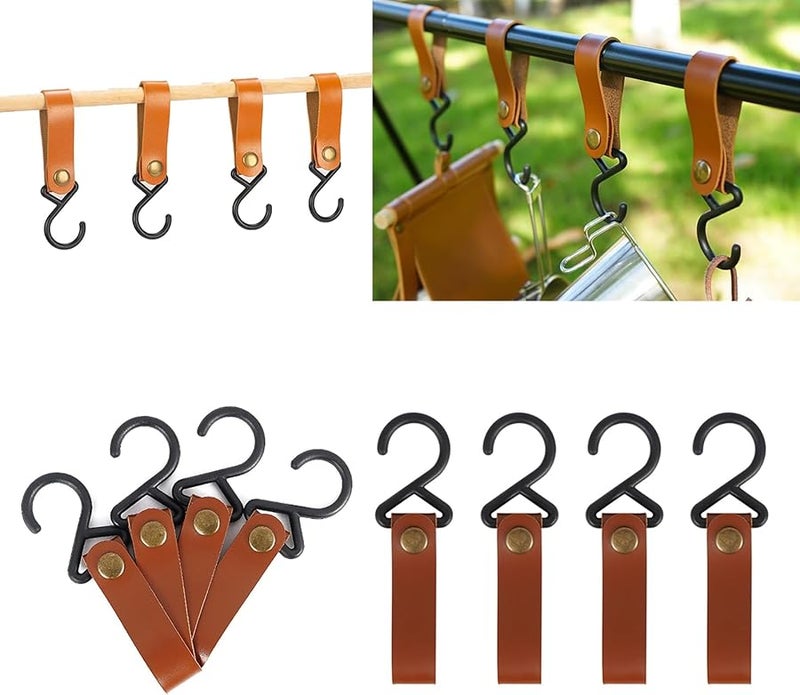 4 قطع من خطافات الجلود الخارجية من نوع S المضادة للسقوط، معلق لا يتطلب الحفر للملابس في التخييم - Image 3