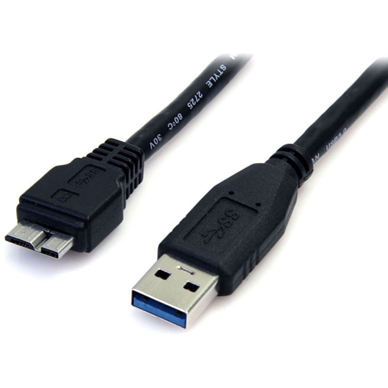 StarTech.com 0.5m (1.5ft) Black SuperSpeed USB 3.0 Cable A to Micro B - USB 3.0 Micro B Cable - 1x USB 3 A (M), 1x USB 3 Micro B (M) 50cm (USB3AUB50CMB) - Image 2