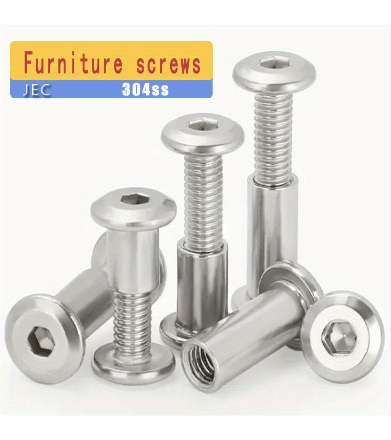 Stainless Steel M8 Hex Furniture Nuts 10 Pcs 30mm Screw Rivet Connector Insert Joint Sleeve - Image 4