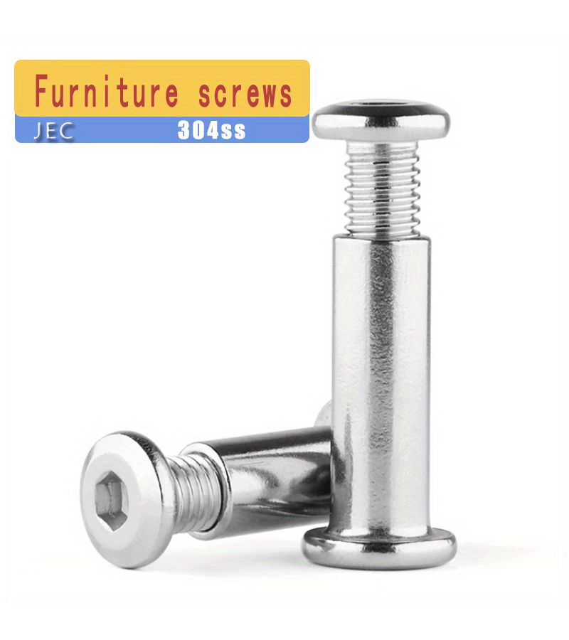 Stainless Steel M8 Hex Furniture Nuts 10 Pcs 30mm Screw Rivet Connector Insert Joint Sleeve - Image 1