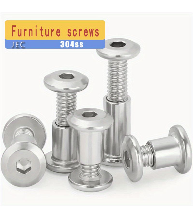 Stainless Steel M8 Hex Furniture Nuts 10 Pcs 30mm Screw Rivet Connector Insert Joint Sleeve - Image 3