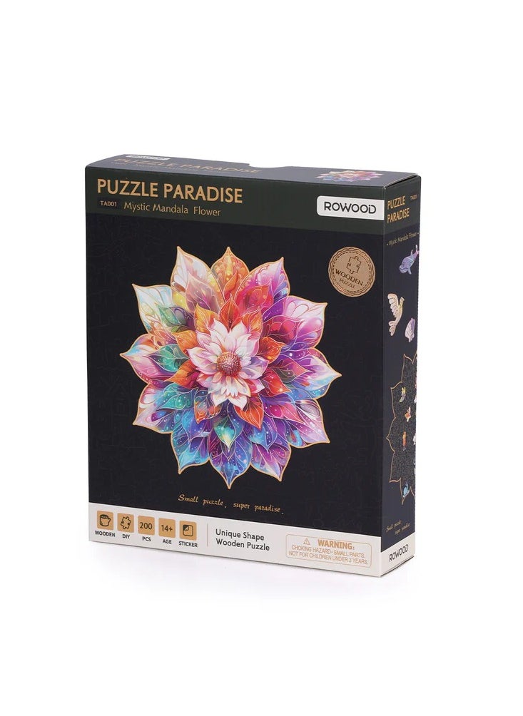 Robotime Rowood Mystic Mandala Flower Wooden Jigsaw Puzzle Premium Building Kits for Adults & Teens - Decorative Home Décor, Ramadan & Holiday Gift (Eid and Birthday) for Puzzle Enthusiasts, Stress Relief STEM Project  - Image 3