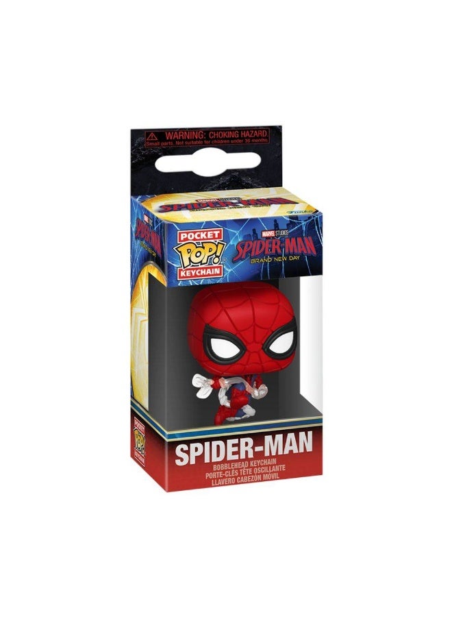 Funko Pocket POP! Marvel Spider-Man Brand New Day Spider-Man Vinyl Bobblehead Keychain (10.2 cm) - Image 1