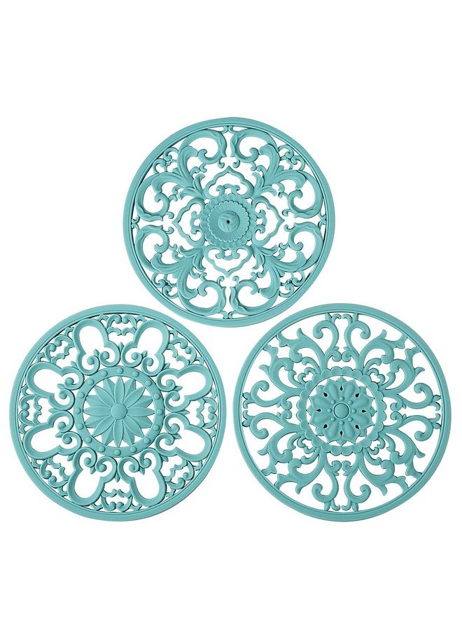 colinda Extra Thick Silicone Trivet Mat for Hot Dishes, Hot Pots and Pans, Pot Holder, Hot Pad to Portect Your Table and Countertop, Kitchen Decor and Accessories,Turquoise,Set of 3  - Image 1