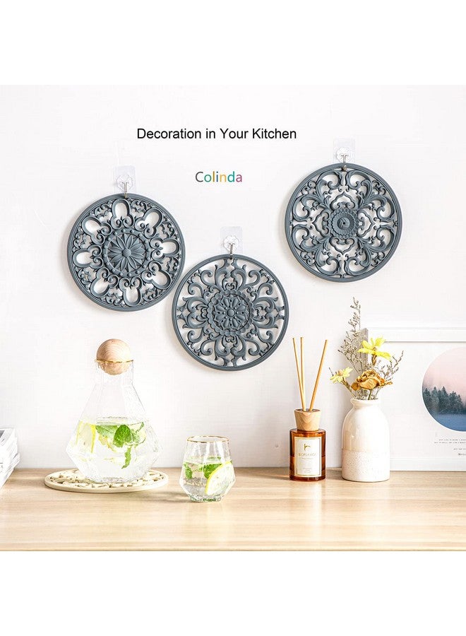 colinda Extra Thick Silicone Trivet Mat for Hot Dishes, Hot Pots and Pans, Pot Holder, Hot Pad to Portect Your Table and Countertop, Kitchen Decor and Accessories,Turquoise,Set of 3  - Image 4