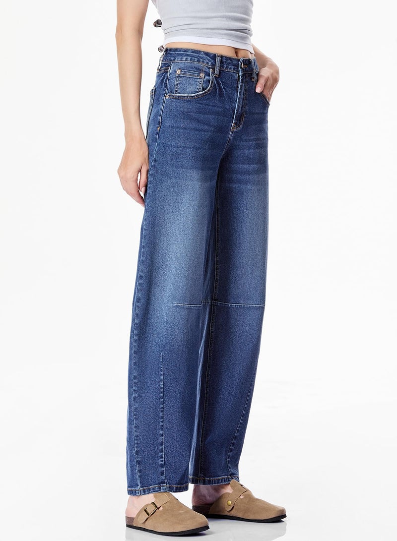 Sidefeel Women's Barrel Jeans Wide Leg Vintage Mid Rise Y2k Baggy Boyfriend Denim Pants Size 10 Blue - Image 4