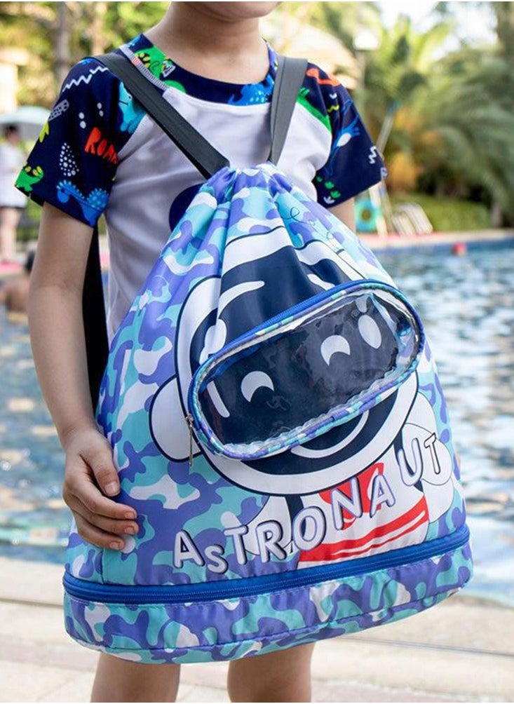 CityRiya-Long Children's Swimming Backpack Kids Swimming Bag Beach Swimming Backpack Kids Dry Wet Swim Backpack for Swimmers Children's Sports Storage Bag Pool Bag for Kids Gym Sports Beach Gear Bag  - Image 2