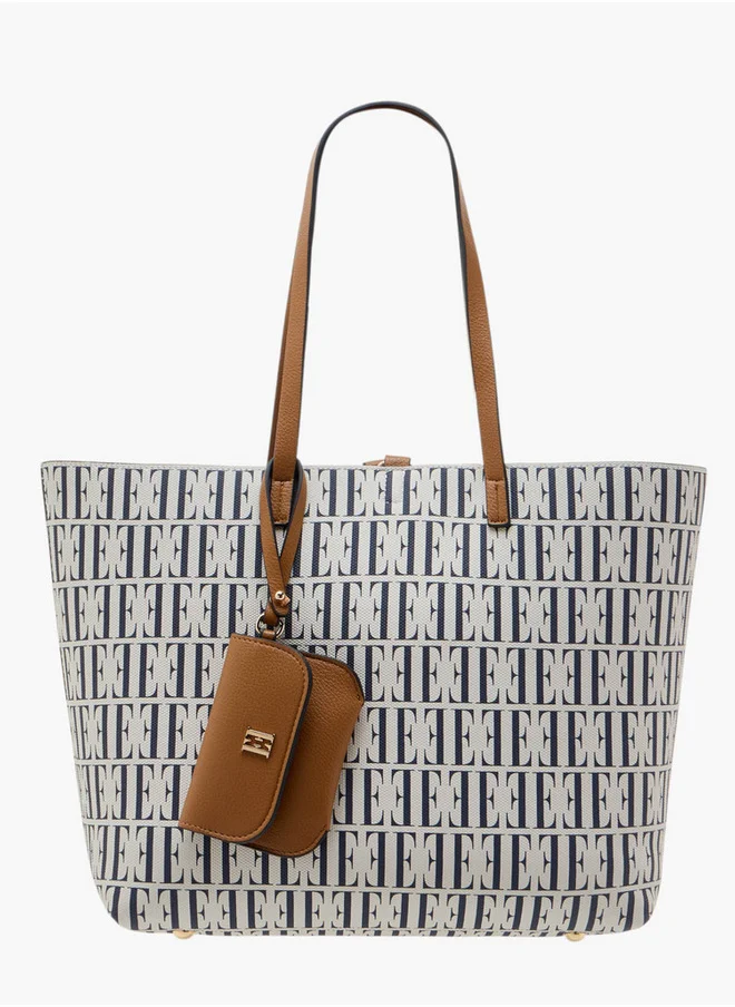 ايل All-Over Monogram Print Tote Bag and Coin Pouch
