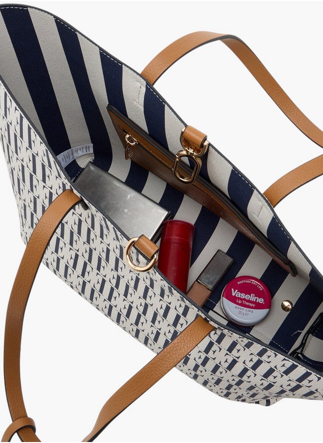 ELLE - All-Over Monogram Print Tote Bag and Coin Pouch - Image 1