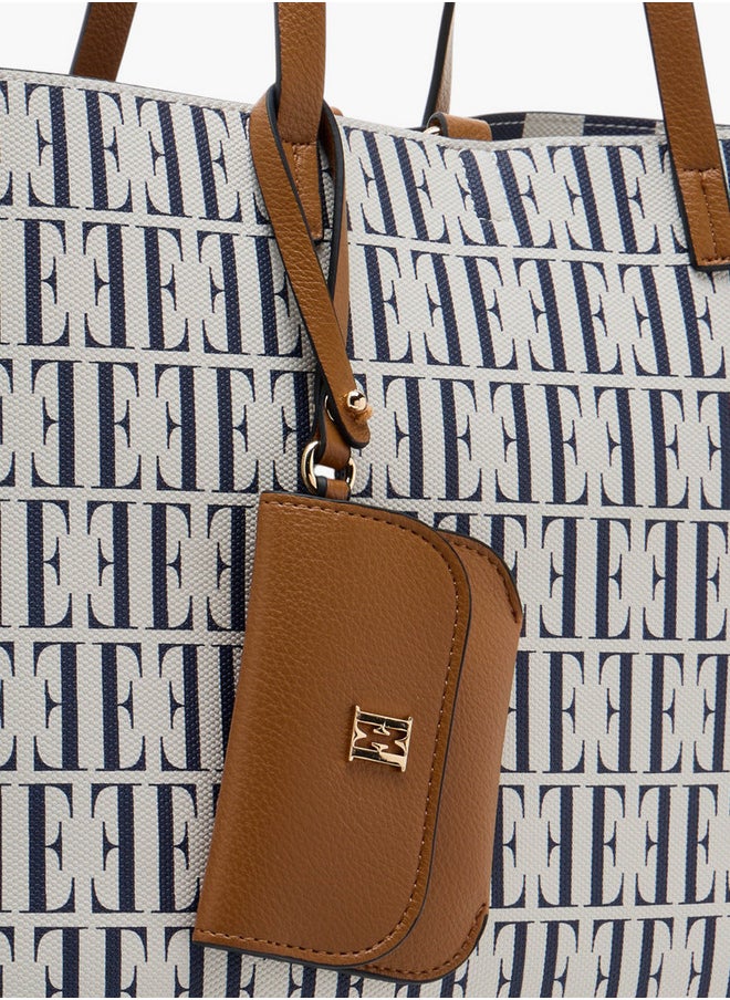 ELLE All-Over Monogram Print Tote Bag and Coin Pouch  - Image 4