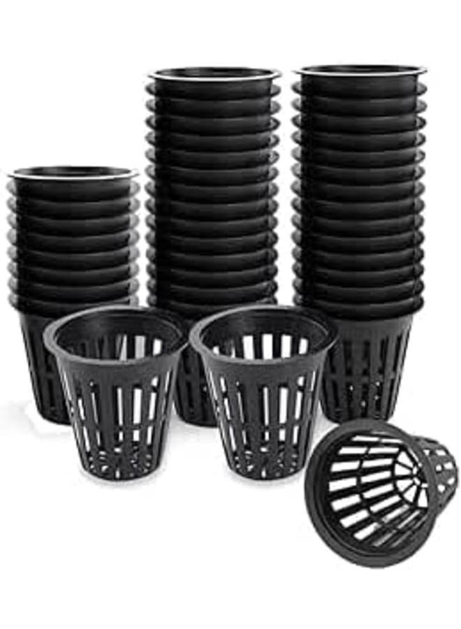 HYDROPONICS Hydroponic Grow Net Cup, Reusable Grow Net Cups for Garden, Plastic Garden Mesh Planting Cups, Baskets, Heavy Duty Pond Plants (10, Black)